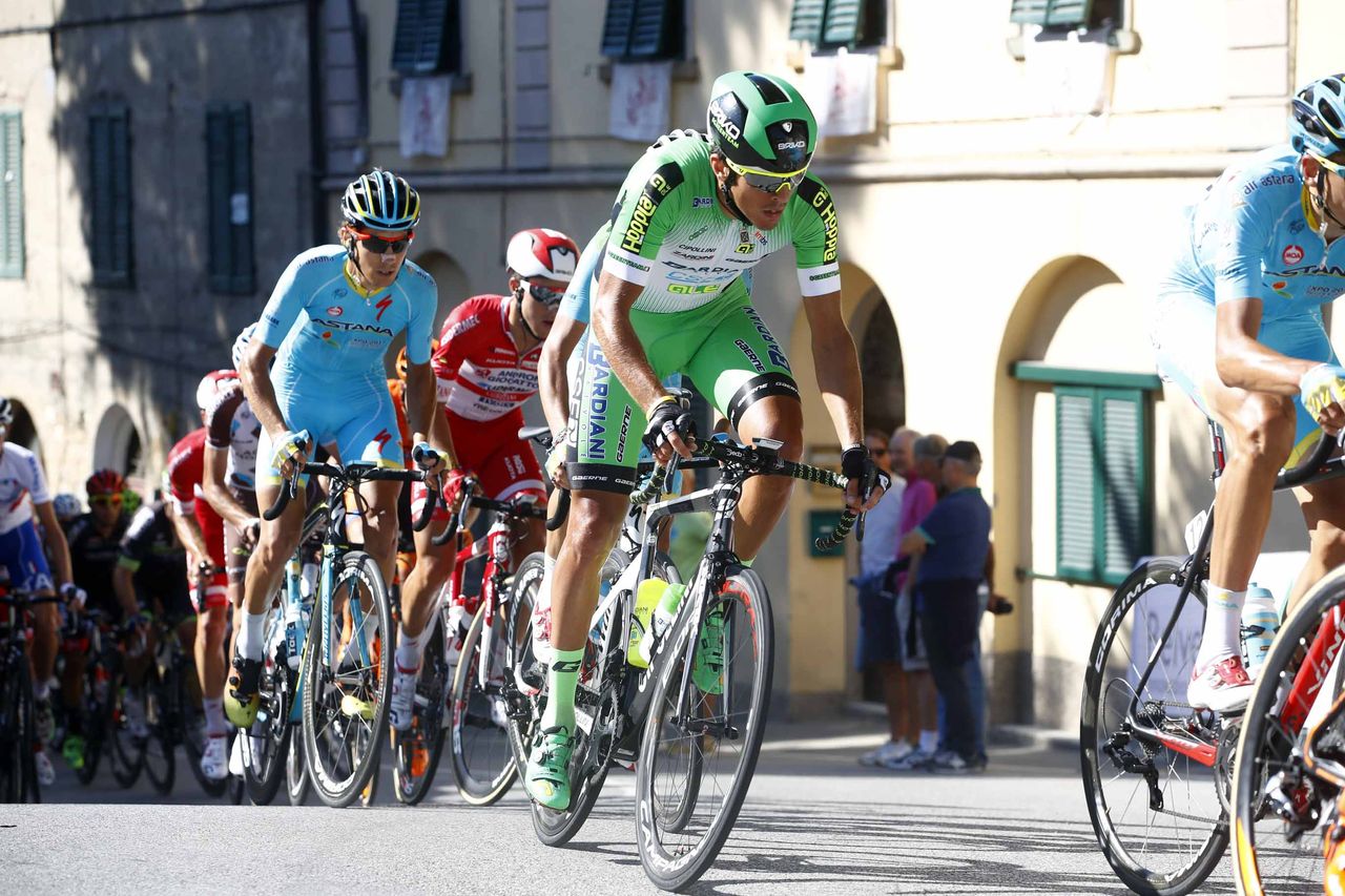 Sonny Colbrelli en route to victory at the 2016 Coppa Sabatini.