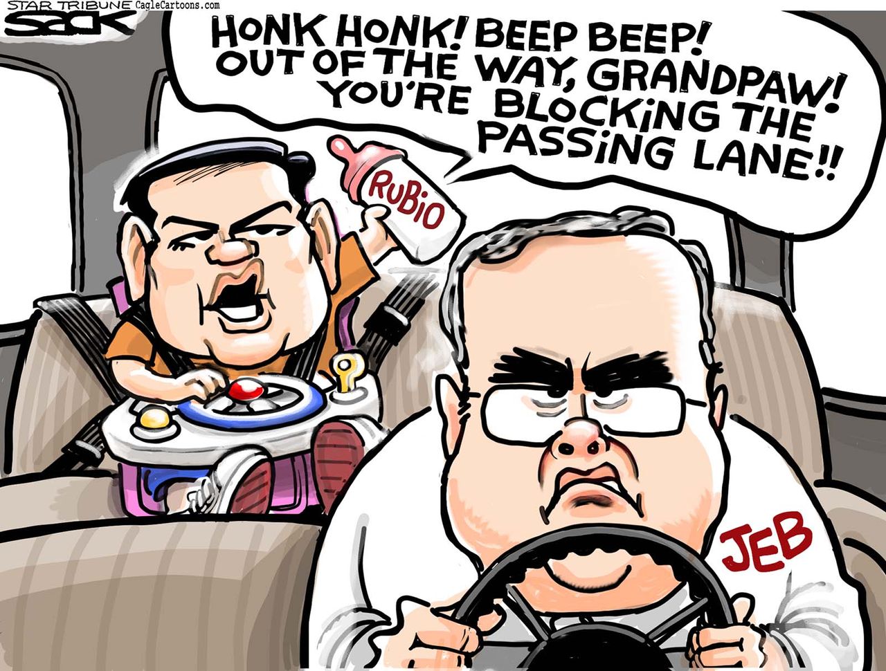 
Political cartoon U.S. Marco Rubio Jeb Bush 2016