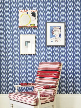 blue striped wallpaper by Amechi for Dado