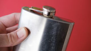 A stainless steel flask.