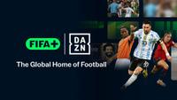 FIFA+/DAZN logos with soccer players