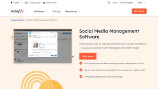 Website screenshot for HubSpot Social Media Software