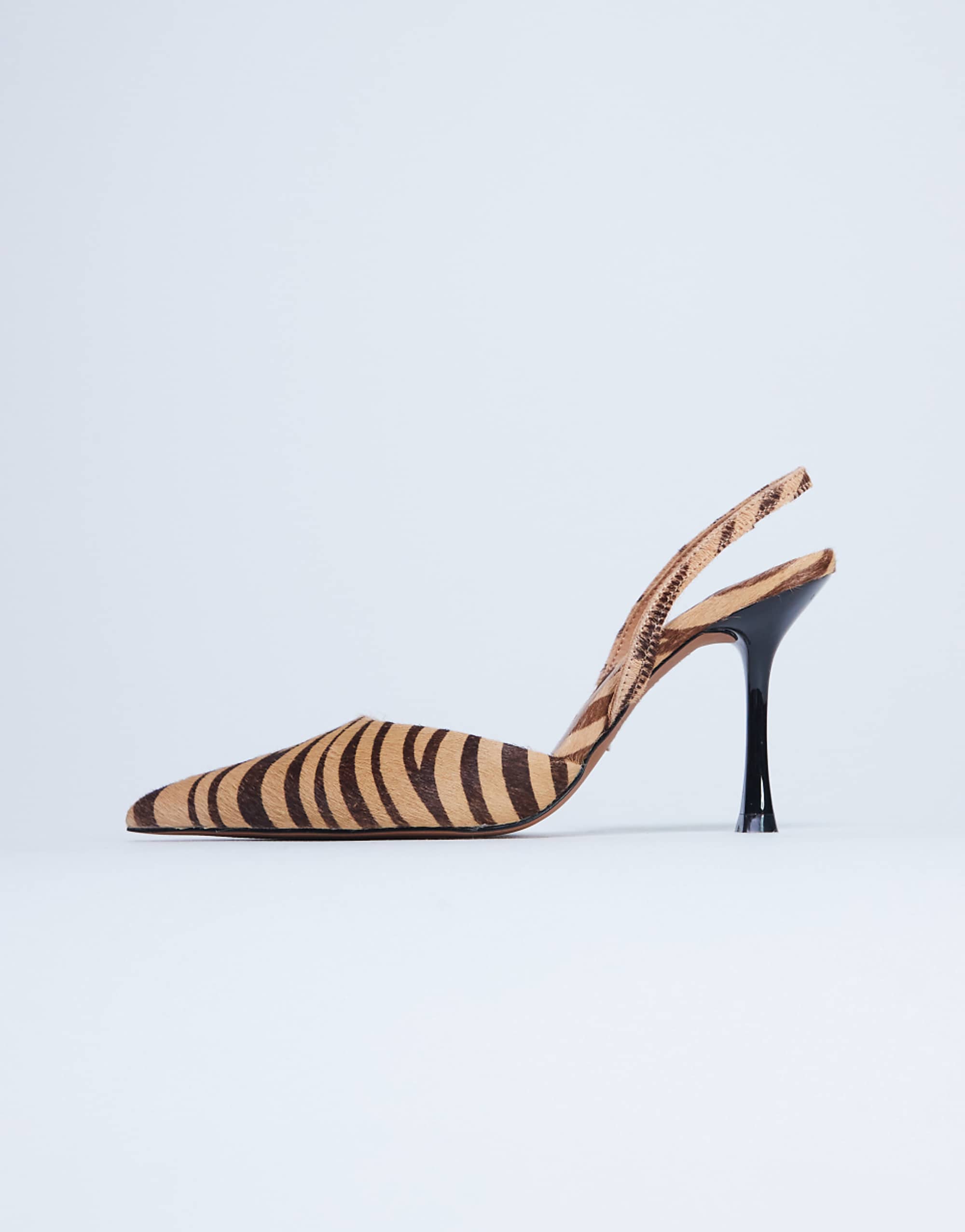 Topshop Angel Heeled Court Shoe in Tiger Print Hair on Real Leather