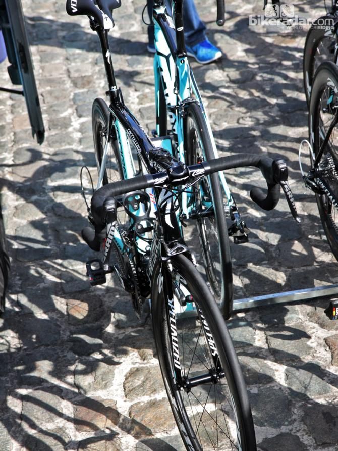 Tom Boonen (Omega Pharma-QuickStep) is certainly hoping for another Paris-Roubaix win on Sunday, although he'll assuredly be on a Specialized S-Works Roubaix SL4 and not this Venge that he used at Scheldeprijs