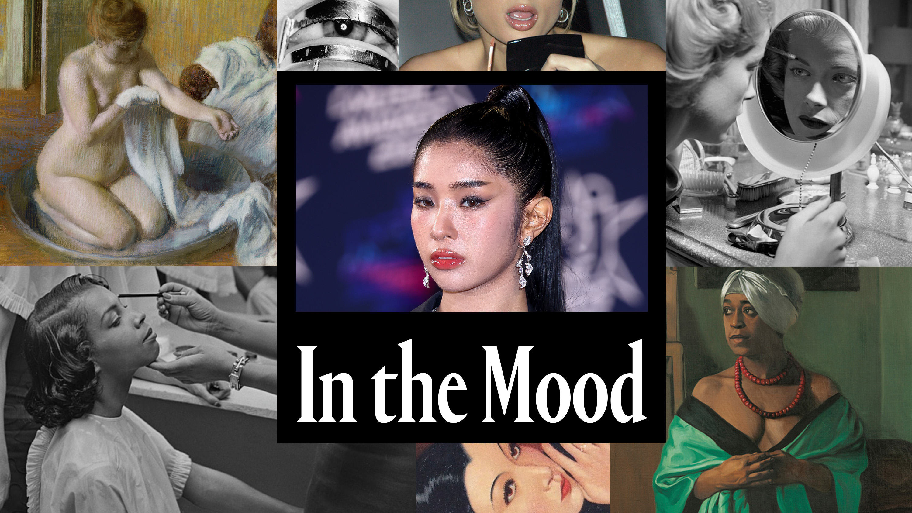 Katseye lead singer, Sophia Laforteza, wearing a winged eyeliner makeup look and a slicked back high ponytail hairstyle. 