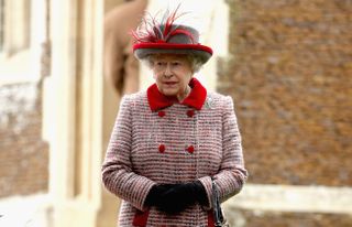 Queen Elizabeth II attends the Christmas Day church service at St Mary's Church on December 25, 2008