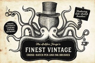 A preview of Finest Vintage, one of the best Illustrator brushes