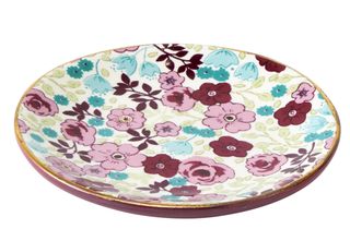 floral print plate and white background