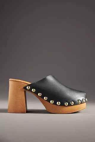 By Anthropologie Wood-Bottom Clog Heels