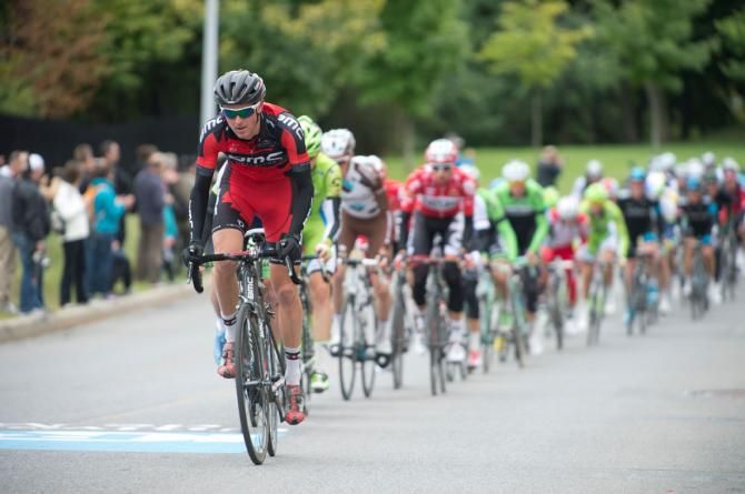 Peter Stetina (BMC) drives the bunch