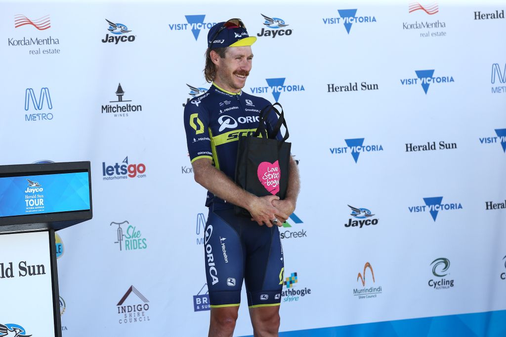 Mitch Docker on the podium after finishing second