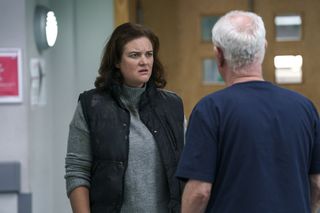 Clare Waugh guest stars as struggling Jane in Casualty.