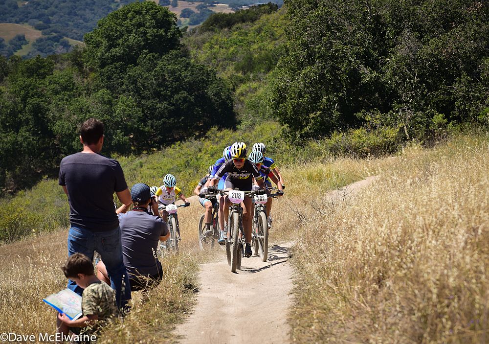 Erin Huck (Scott 3Rox Racing) setting the pace on the final climb of lap one