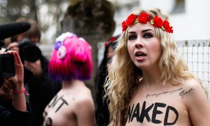 Members of Femem protest in Berlin on April 4.