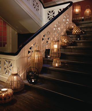 Staircase lighting ideas using lanterns by Nest