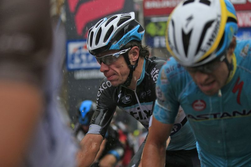 Rigoberto Uran looking thoroughly soaked after the stage