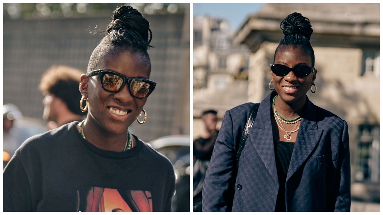 Nikki Ogunnaike wearing a T-shirt, Nikki Ogunnaike wearing a blazer