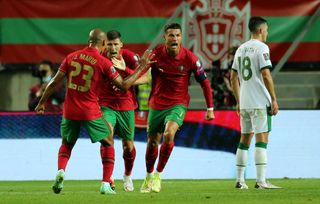Cristiano Ronaldo, centre, inflicted defeat on Ireland in September
