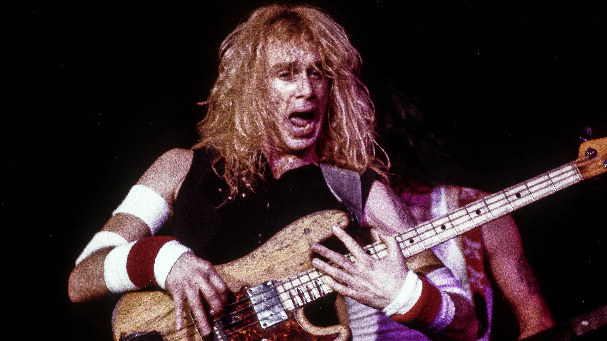 Billy Sheehan plays in 'the David Lee Roth Band' performing at Cal Expo in Sacramento, California on June 13, 1988.