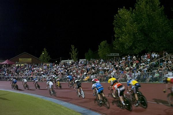 A section of the crowd that turned out for the Bendigo International Madison at the Tom Flood Sports Arena.