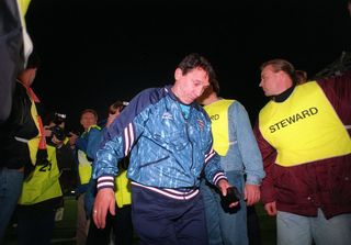 ENGLAND MANAGER GRAHAM TAYLOR LOOKS DEJECTED AS HE WALKS OFF THE PITCH AFTER ENGLAND's 2-0 DEFEAT BY HOLLAND. Mandatory Credit: Shaun Botterill/ALLSPORT