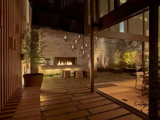 modern garden with lighting scheme from Surfacedesign Inc