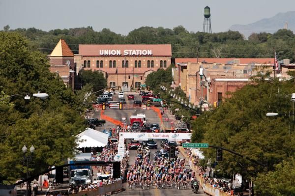 The group rolls out of the town of Ogden.