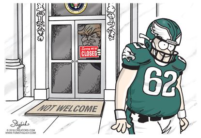 Political Cartoon U.S Trump Philadelphia Eagles White House visit