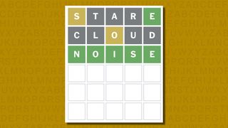 Wordle answer for game 865 on a yellow background