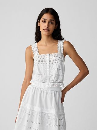 Gap x Dôen Cropped Eyelet Tank Top