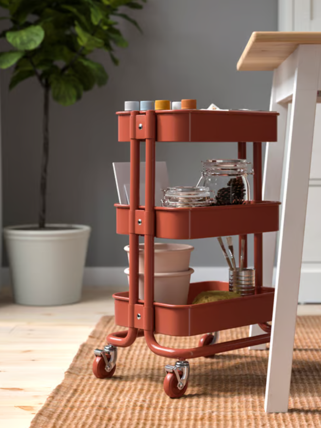 A red-brown trolley from IKEA