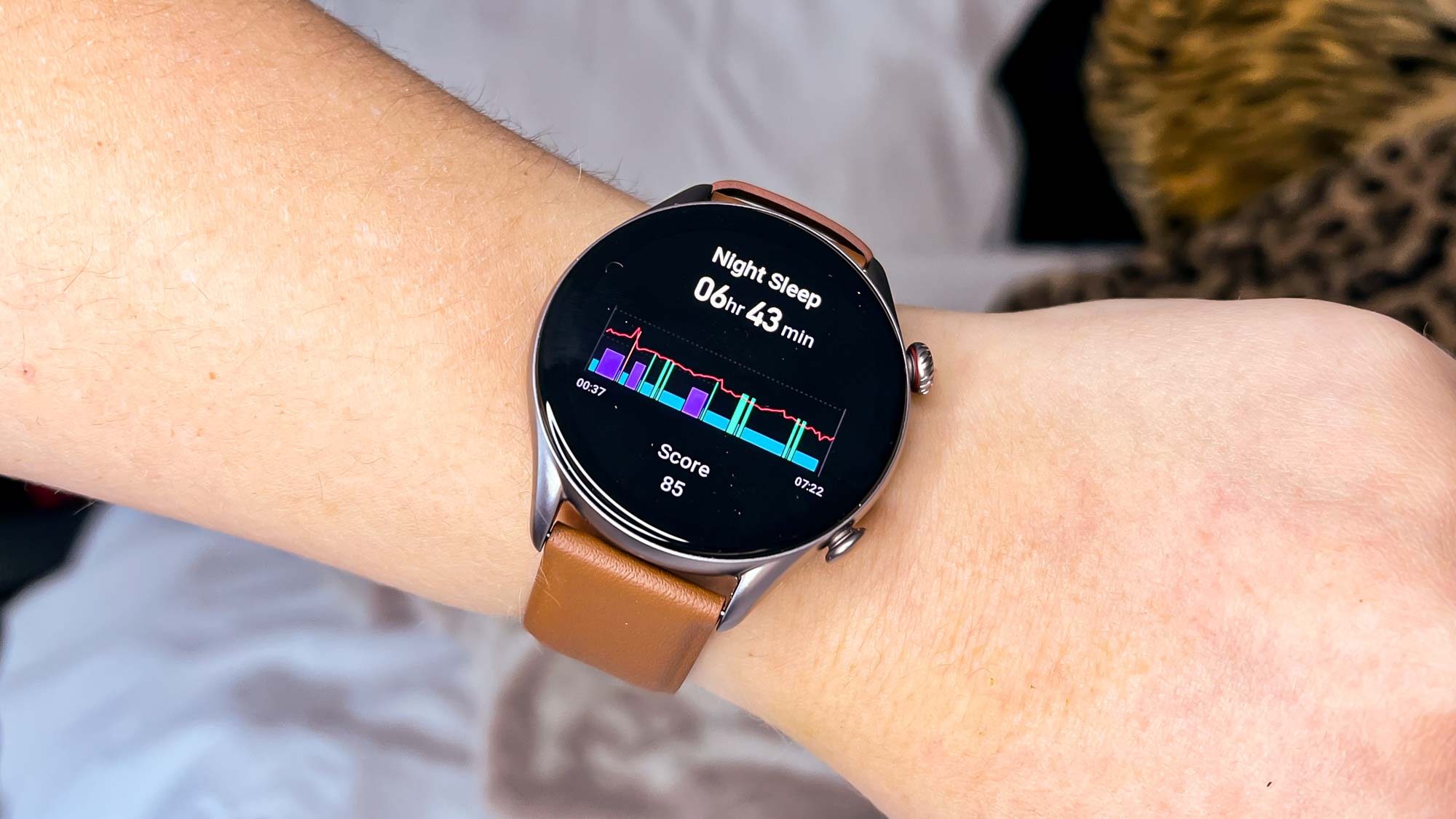 Amazfit GTR 3 Pro displaying sleep score