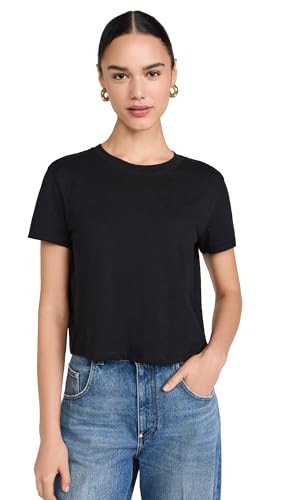 Madewell Women's the Boxy Crop Tee in Soft Slub, Jet Black, Xxl