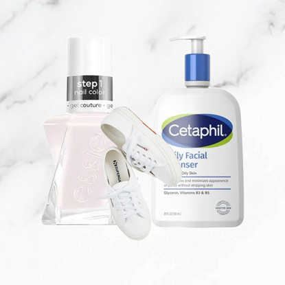 Essie nail polish, Superga sneakers, cetaphil face wash. 