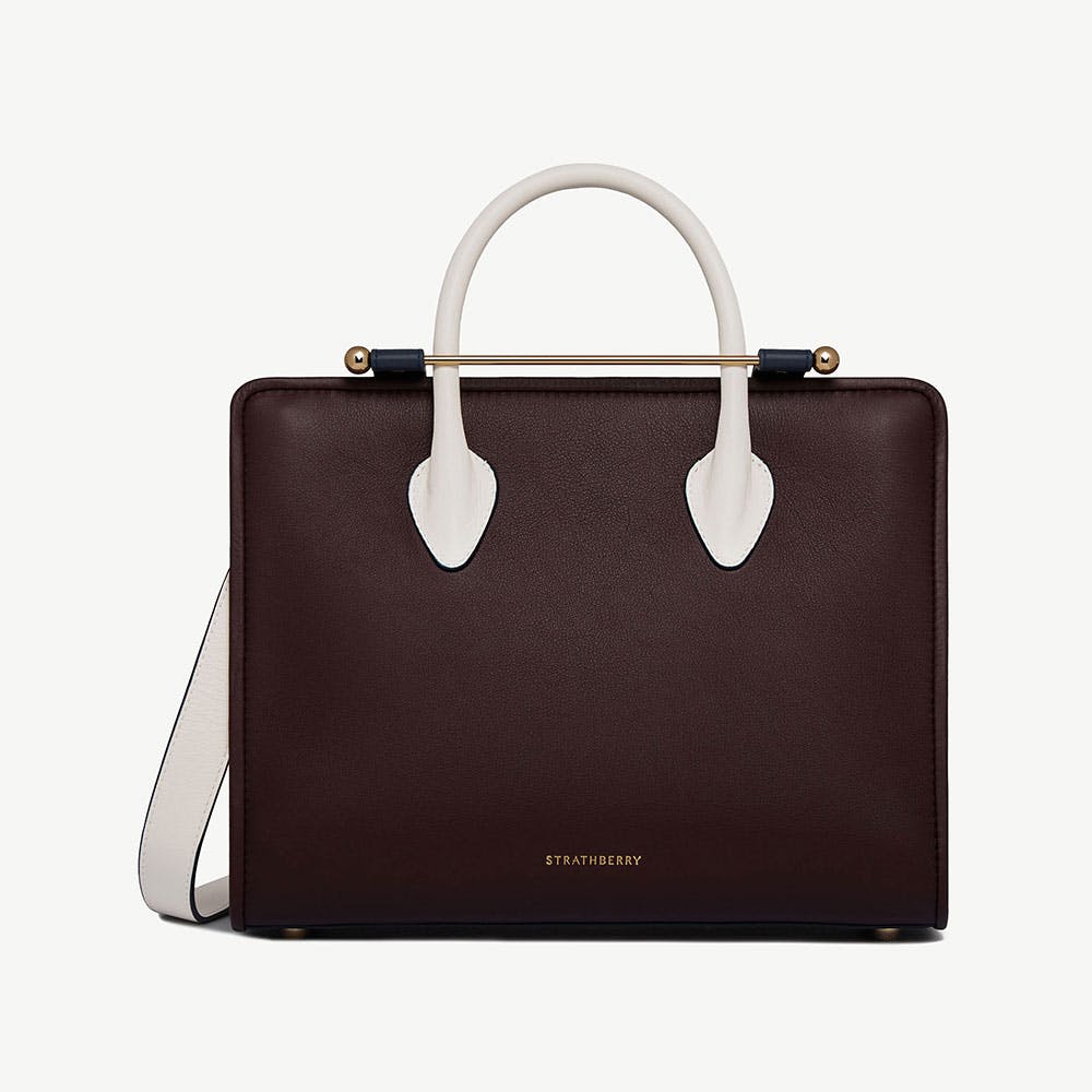 Midi Tote - Burgundy/navy/vanilla