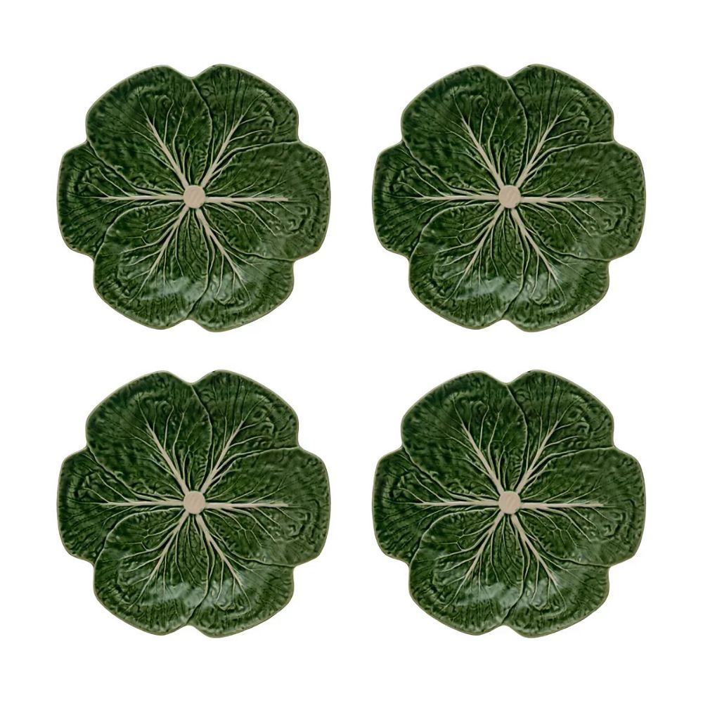 Bordallo Pinheiro Cabbage Dinner Plates, Set of 4