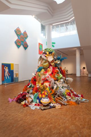 pile of toys in a gallery