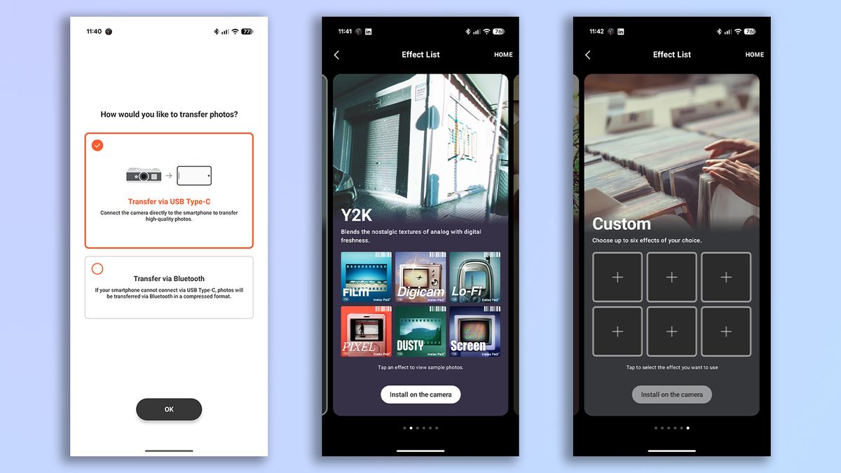Fujifilm Instax Pal app screenshots