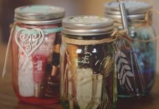 glass jar with lid and fabric