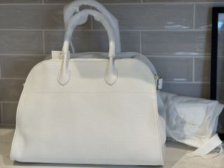 Authentic Nwt the Row Margaux 15 Soft Grained Calfskin Leather White Tote Bag