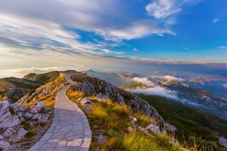 A lookout point in Lovcen National Park at sunset