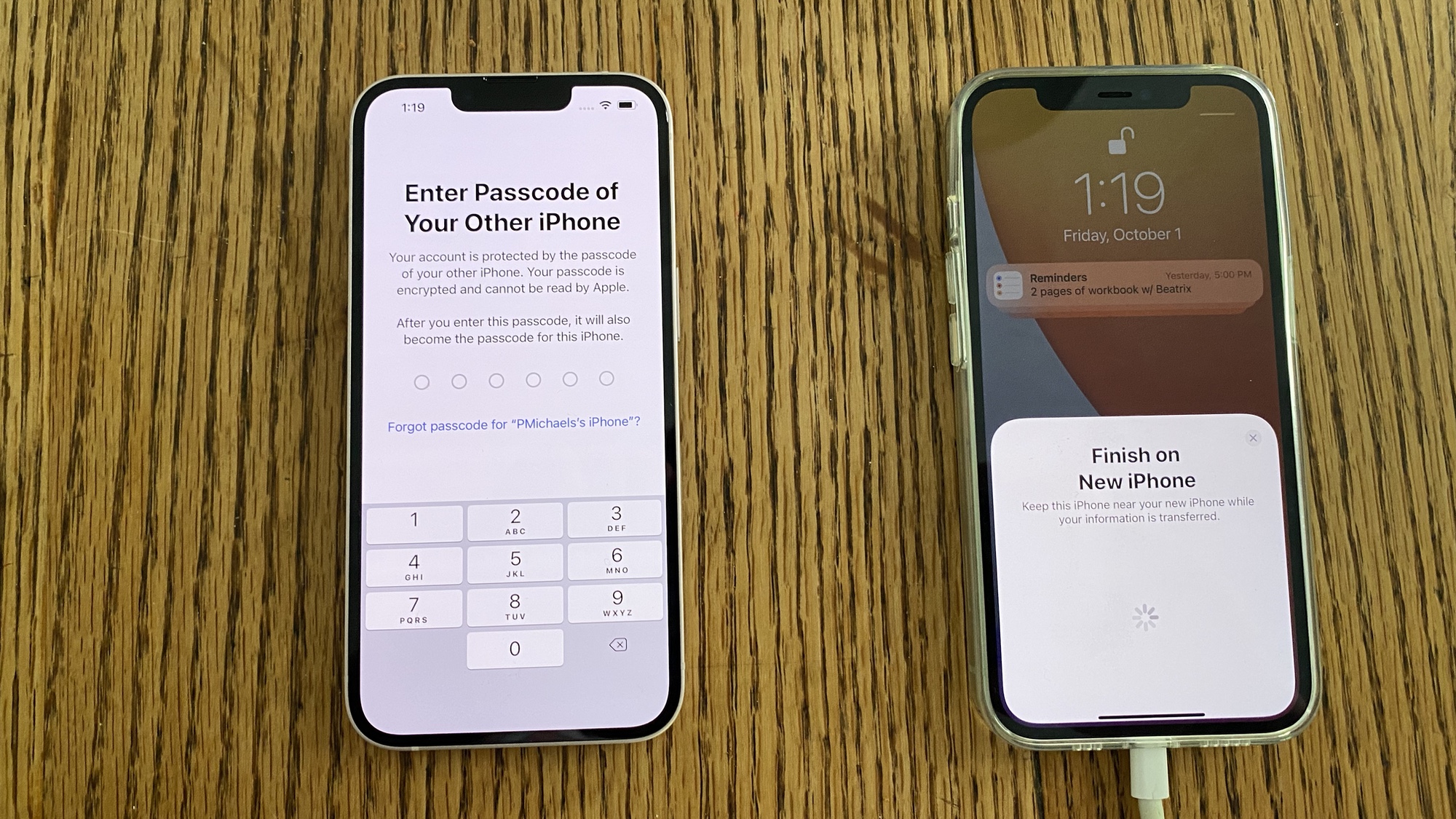 enter your iPhone passcode on your iPhone 13 to use quick start to set up your iphone