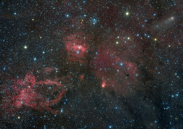 Comet Lemmon, M52, Bubble Nebula, Lobster Claw Nebula by Hancock