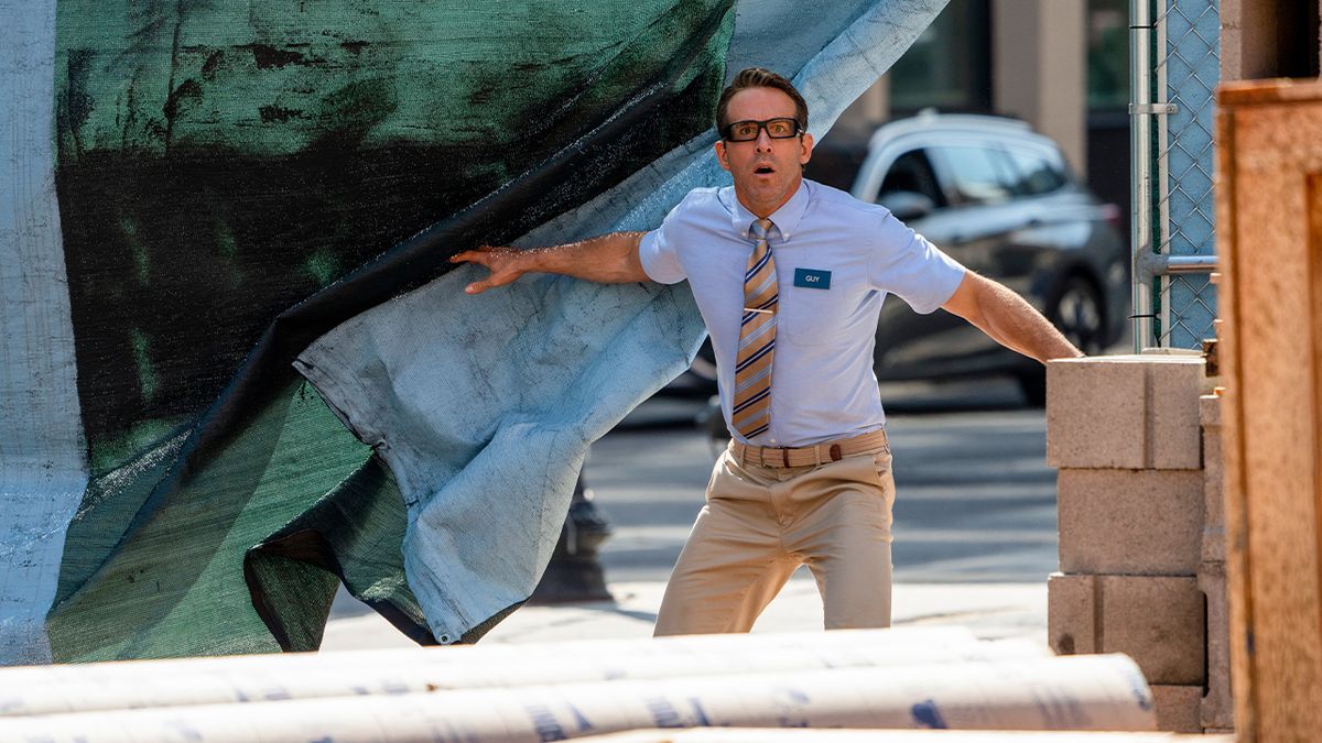 Ryan Reynolds looking shocked as Guy in Free Guy