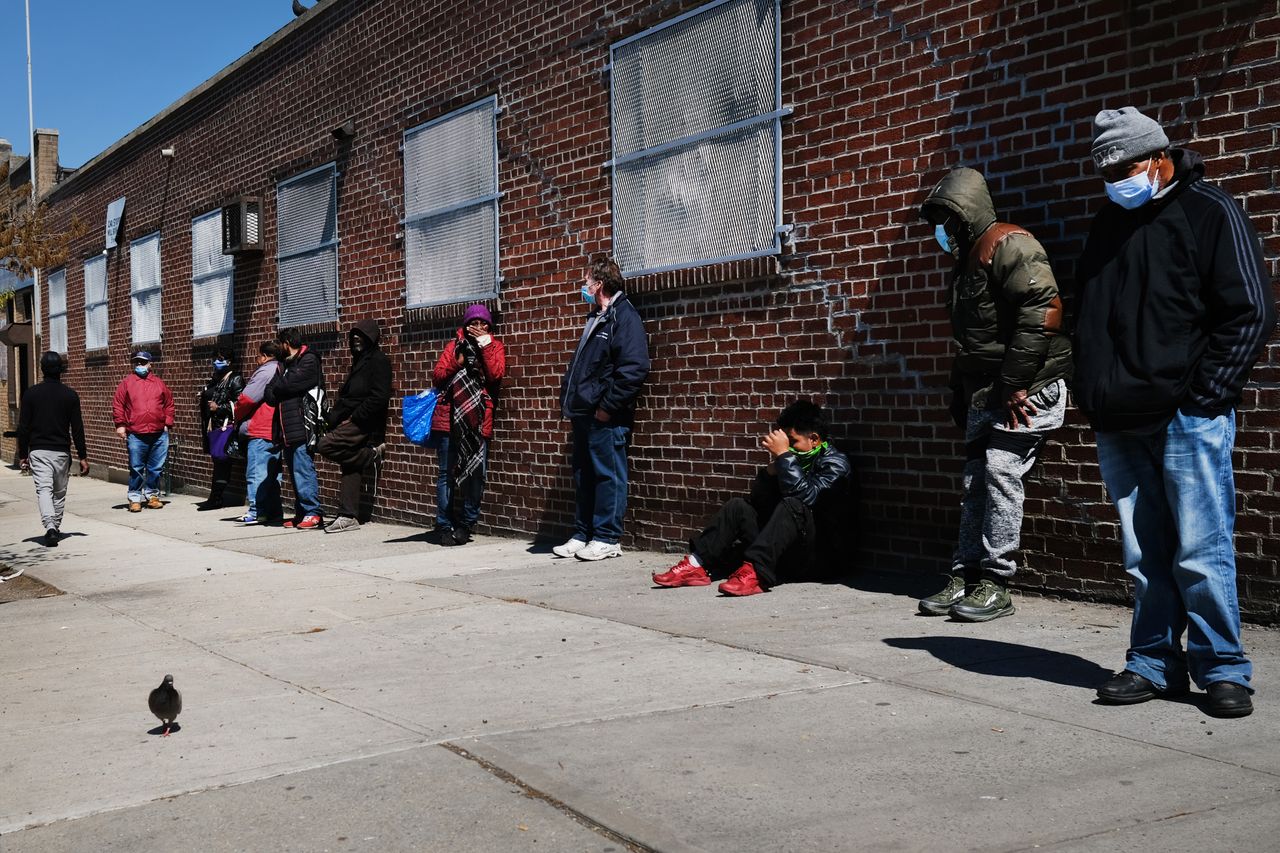 A line at a food bank