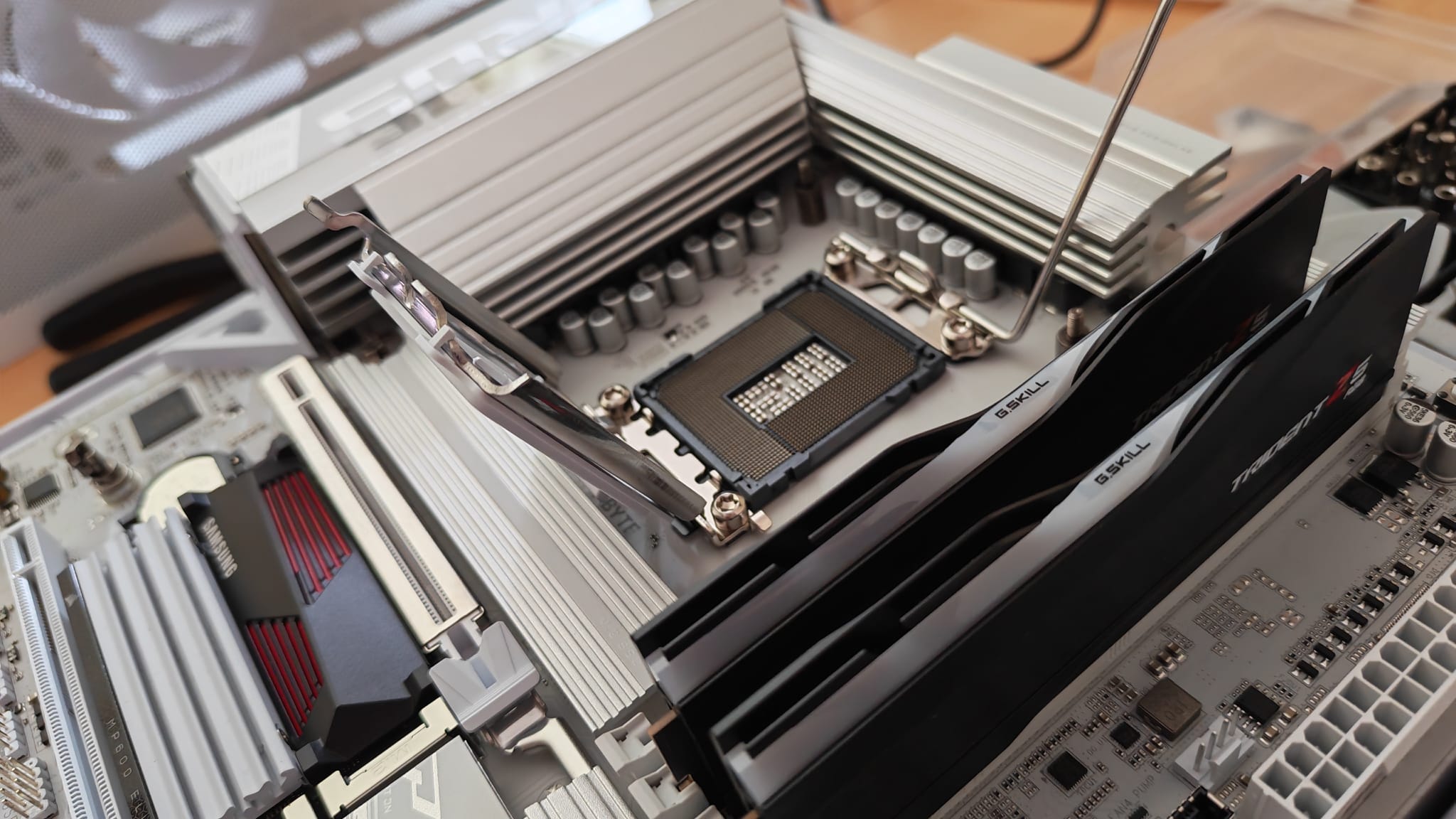 A motherboard with an empty LGA 1851 socket