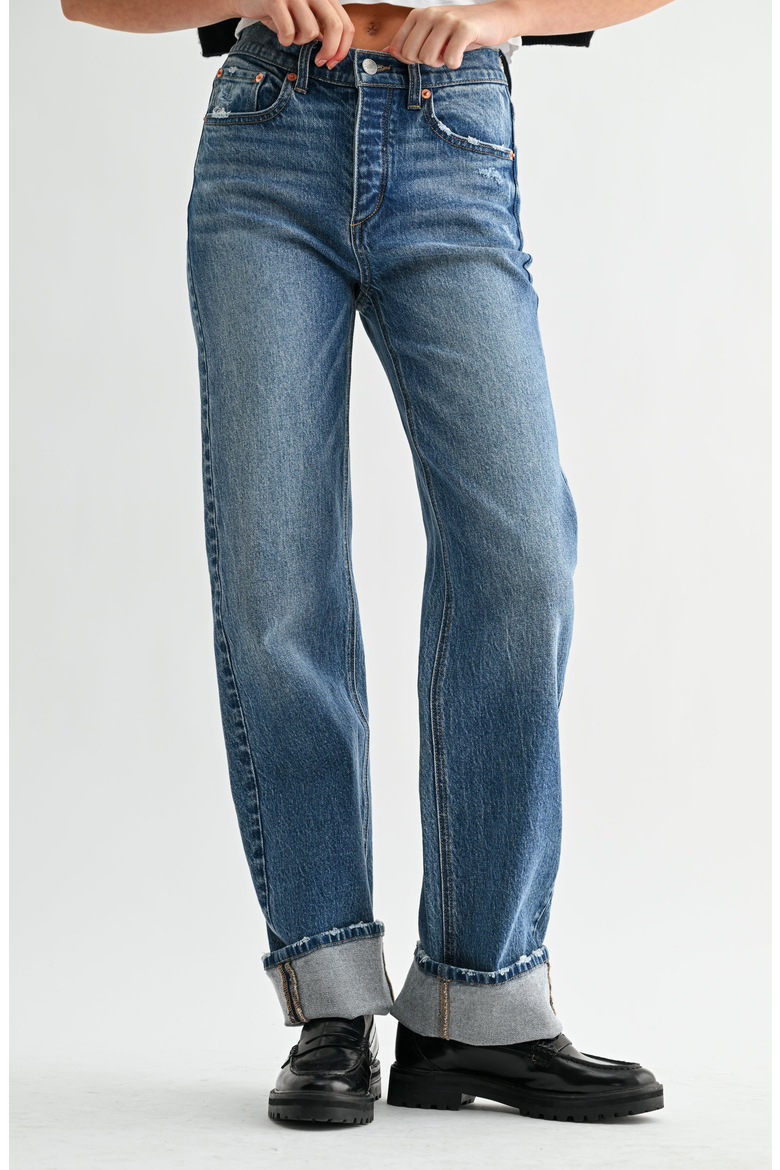 Cuffed Wide Leg Jeans