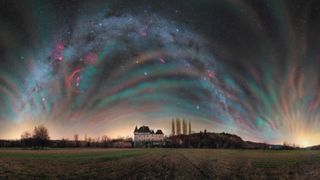 Milky way photographed above a castle in France