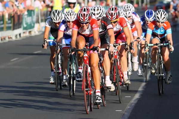 Jessie Maclean (Virgin Blue) led up the hill again in the final lap.