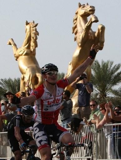 Andr&eacute; Greipel (Lotto Belisol) won his second stage at the Tour of Oman and remains in the overall lead.
